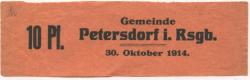Petersdorf (heute: PL-Piechowice) - Gemeinde - 30.10.1914 - 10 Pfennig