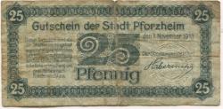 Pforzheim - Stadt - 1.11.1918 - 25 Pfennig