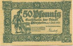 Pforzheim - Stadt - 1.7.1920 - 50 Pfennig