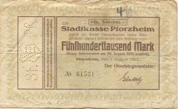 Pforzheim - Stadt - 1.8.1923 - 28.8.1923 - 500000 Mark
