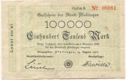 Pfullingen - Stadt - 15.8.1923 - 1.12.1923 - 100000 Mark