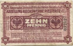 Piesteritz (heute: Wittenberg) - Bayerische Stickstoffwerke AG, Abteilung Reichswerke - 1.4.1917 - 1.12.1917 - 10 Pfennig