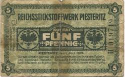 Piesteritz (heute: Wittenberg) - Reichsstickstoffwerk - 1.7.1919 - 5 Pfennig