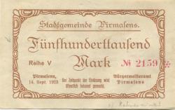 Pirmasens - Stadt - 14.9.1923 - 500000 Mark 