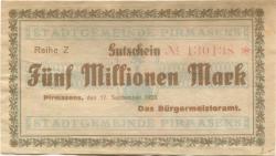 Pirmasens - Stadt - 17.9.1923 - 5 Millionen Mark