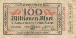 Pirmasens - Stadt - 17.9.1923 - 100 Millionen Mark