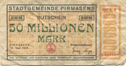 Pirmasens - Stadt - 18.9.1923 - 50 Millionen Mark