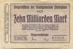 Pirmasens - Stadt - 10.10.1923 - 10 Milliarden Mark