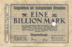 Pirmasens - Stadt - 10.10.1923 - 1 Billion Mark