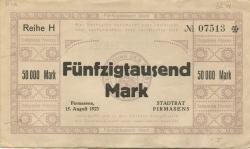 Pirmasens - Stadt - 15.8.1923 - 1.10.1923 - 50000 Mark