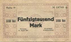 Pirmasens - Stadt - 15.8.1923 - 1.10.1923 - 50000 Mark