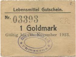 Pirmasens - Rheinberger, Eduard, Schuhfabrik, Schachenstr. 7 - - 30.11.1923 - 1 Gold-Mark
