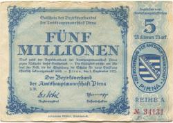 Pirna - Amtshauptmannschaft - 1.9.1923 - 5 Millionen Mark