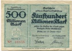 Pirna - Stadt - 15.10.1923 - 500 Millionen Mark