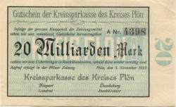 Plön - Kreissparkasse - 5.11.1923 - 20 Milliarden Mark 