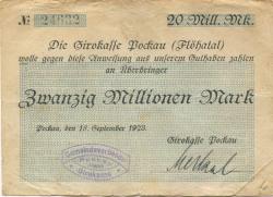 Pockau - Gemeindeverbands-Girokasse - 18.9.1923 - 20 Millionen Mark