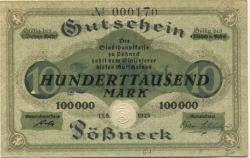 Pößneck - Stadt - 11.8.1923 - 100000 Mark 