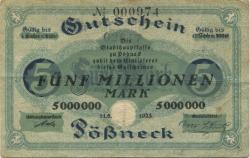 Pößneck - Stadt - 11.8.1923 - 5 Millionen Mark 