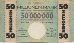 Pößneck - Stadt - 27.9.1923 - 50 Millionen Mark 