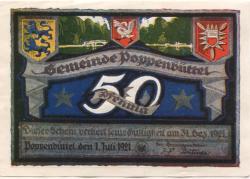 Poppenbüttel (heute: Hamburg) - Gemeinde - 1.7.1921 - 31.12.1921 - 50 Pfennig 