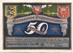 Poppenbüttel (heute: Hamburg) - Gemeinde - 1.7.1921 - 31.12.1921 - 50 Pfennig 