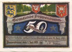 Poppenbüttel (heute: Hamburg) - Gemeinde - 1.7.1921 - 31.12.1921 - 50 Pfennig 