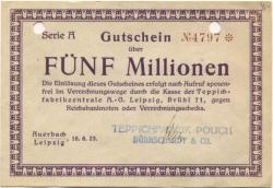 Pouch (heute: Muldestausee) - Dürrschmidt & Co, Teppichfabrik - 18.8.1923 - 5 Millionen Mark