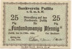 Putlitz - Bankverein eGmbH - 20.10.1920 - 1.1.1922 - 25 Pfennig 