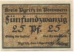 Pyritz (heute: PL-Pyrzyce)  - Kreisbank - 1.4.1921 - 25 Pfennig 