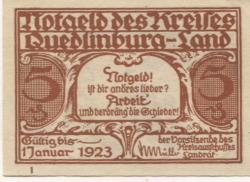 Quedlinburg - Kreis - - 1.1 1923 - 5 Pfennig 