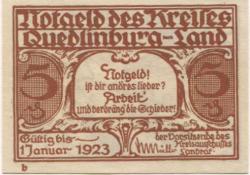 Quedlinburg - Kreis - - 1.1 1923 - 5 Pfennig 