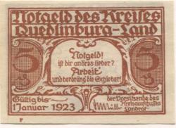 Quedlinburg - Kreis - - 1.1 1923 - 5 Pfennig 