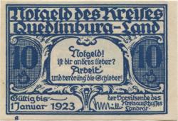 Quedlinburg - Kreis - - 1.1 1923 - 10 Pfennig 