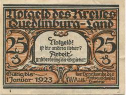 Quedlinburg - Kreis - - 1.1 1923 - 25 Pfennig