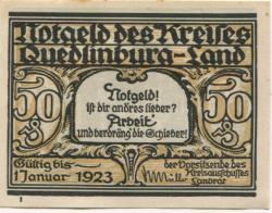 Quedlinburg - Kreis - - 1.1 1923 - 50 Pfennig 