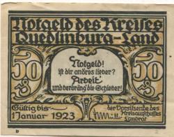 Quedlinburg - Kreis - - 1.1 1923 - 50 Pfennig 