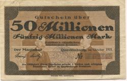 Quedlinburg - Stadt - Oktober 1923 - 50 Millionen Mark