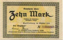 Quedlinburg - Stadt - Oktober 1918 - 10 Mark 