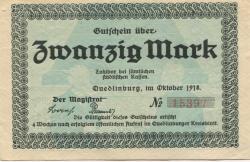 Quedlinburg - Stadt - Oktober 1918 - 20 Mark 