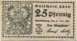 Quedlinburg - Stadt - 10.6.1920 - 31.12.1923 - 25 Pfennig 