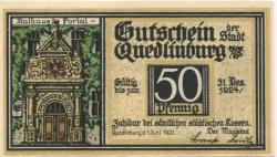 Quedlinburg - Stadt - 1.6.1921 - 31.12.1924 - 50 Pfennig