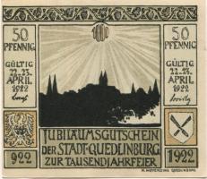 Quedlinburg - Stadt - 22./23.4.1922 - 50 Pfennig 