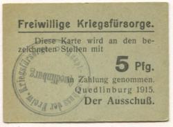 Quedlinburg - Freiwillige Kriegsfürsorge - 1915 - 5 Pfennig