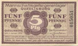 Quedlinburg - Mannschaftsgefangenenlager - 1.1.1916 - 5 Pfennig