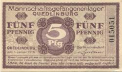 Quedlinburg - Mannschaftsgefangenenlager - 1.1.1916 - 5 Pfennig 