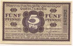 Quedlinburg - Mannschaftsgefangenenlager - 1.1.1916 - 5 Pfennig
