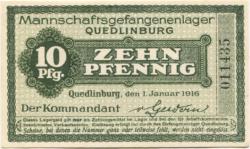 Quedlinburg - Mannschaftsgefangenenlager - 1.1.1916 - 10 Pfennig