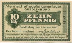 Quedlinburg - Mannschaftsgefangenenlager - 1.1.1916 - 10 Pfennig