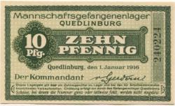 Quedlinburg - Mannschaftsgefangenenlager - 1.1.1916 - 10 Pfennig 