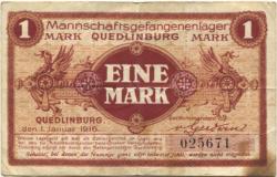 Quedlinburg - Mannschaftsgefangenenlager - 1.1.1916 - 1 Mark 